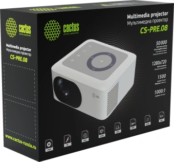Проектор Cactus CS-PRE.08B.WXGA LCD 1500Lm LS 150Lm ANSI (1280x720) 1000:1 ресурс лампы:30000часов 1xUSB typeA 1xHDMI 0.5кг - купить недорого с доставкой в интернет-магазине