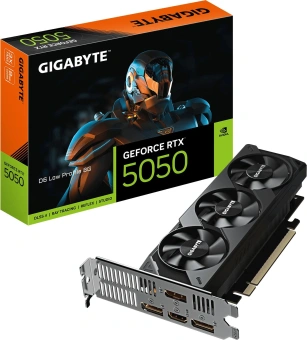 Видеокарта Gigabyte PCI-E 5.0 GV-N5050D6-8GL NVIDIA GeForce RTX 5050 8Gb 128bit GDDR6 2572/20000 HDMIx2 DPx2 HDCP Ret low profile - купить недорого с доставкой в интернет-магазине
