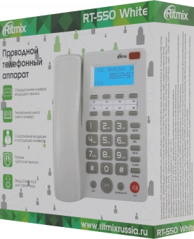 Телефон проводной Ritmix RT-550 белый/серый - купить недорого с доставкой в интернет-магазине