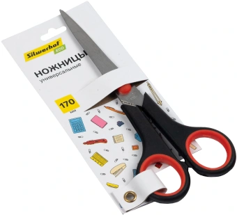 Ножницы Silwerhof Smart Eco универсальные 170мм ручки с резиновой вставкой черный/красный - купить недорого с доставкой в интернет-магазине