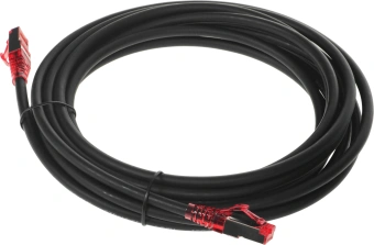 Патч-корд Hyperline PC-LPM-STP-RJ45-RJ45-C5e-5M-LSZH-BK F/UTP RJ-45 вил.-вилка RJ-45 кат.5E 5м черный LSZH 26AWG - купить недорого с доставкой в интернет-магазине
