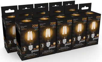 Лампа светодиодная Gauss Filament 102902120 20Вт цок.:E27 груша 220B св.свеч.бел.теп. (упак.:1шт) - купить недорого с доставкой в интернет-магазине