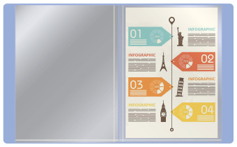 Папка-портфолио с 40 прозр.вклад. Бюрократ Gems GEMPP40AZURE A4 пластик 0.7мм карм.на лиц.стор. голубой топаз - купить недорого с доставкой в интернет-магазине