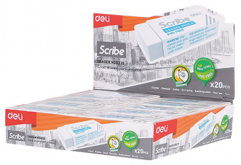 Ластик Deli Scribe EH00210 Scribe 54х20х10мм белый картон.кор. - купить недорого с доставкой в интернет-магазине