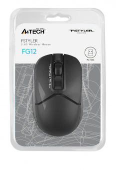 Мышь A4Tech Fstyler FG12 черный оптическая (1200dpi) беспроводная USB (3but) - купить недорого с доставкой в интернет-магазине