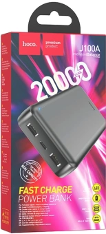 Мобильный аккумулятор Hoco J100A 20000mAh 2.1A 2xUSB-A черный - купить недорого с доставкой в интернет-магазине