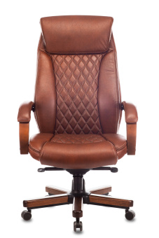 Кресло руководителя Бюрократ T-9924WALNUT светло-коричневый Leather Eichel кожа крестов. металл/дерево - купить недорого с доставкой в интернет-магазине