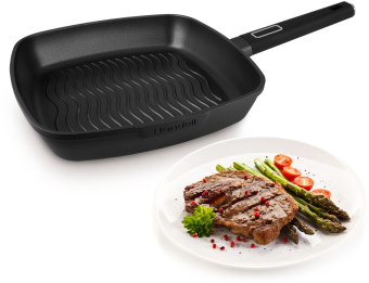 Сковорода-гриль Rondell Craft RDA-1485 квадратная 28см покрытие: TriTitan ручка несъемная (без крышки) черный - купить недорого с доставкой в интернет-магазине