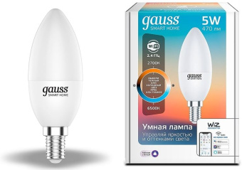 Умная лампа Gauss IoT Smart Home E14 5Вт 470lm Wi-Fi (упак.:1шт) (1110112) - купить недорого с доставкой в интернет-магазине