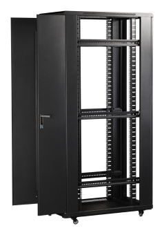 Шкаф серверный Lanmaster (TWT-CBB-42U-8X10-G1) напольный 42U 800x1000мм пер.дв.стекл задн.дв.двуст. 2 бок.пан. 800кг черный IP20 - купить недорого с доставкой в интернет-магазине