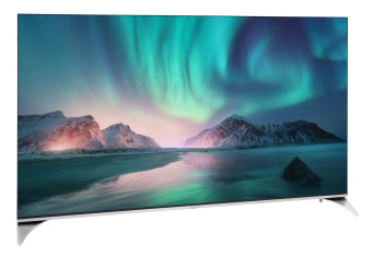 Телевизор QLED Hyundai 55" H-LED55QBU7500 Android TV Frameless черный/серебристый 4K Ultra HD 60Hz DVB-T DVB-T2 DVB-C DVB-S DVB-S2 USB WiFi Smart TV - купить недорого с доставкой в интернет-магазине