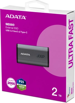 Накопитель SSD A-Data USB-C 2TB AELI-SE880-2TCGY SE880 2.5" серый - купить недорого с доставкой в интернет-магазине
