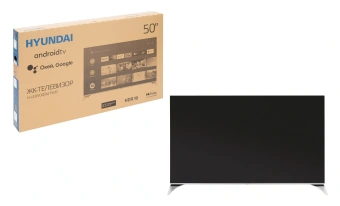 Телевизор QLED Hyundai 50" H-LED50QBU7500 Android TV Frameless черный/серебристый 4K Ultra HD 60Hz DVB-T DVB-T2 DVB-C DVB-S DVB-S2 USB WiFi Smart TV - купить недорого с доставкой в интернет-магазине