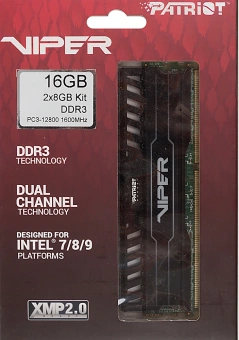 Память DDR3 2x8GB 1600MHz Patriot PV316G160C0K Viper 3 RTL Gaming PC3-12800 CL10 DIMM 240-pin 1.5В dual rank с радиатором Ret - купить недорого с доставкой в интернет-магазине