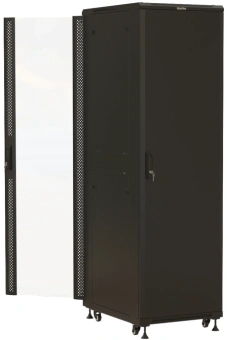 Шкаф серверный Hyperline (TTBR-4261-AS-RAL9004) напольный 42U 600x1000мм пер.дв.стекл задн.дв.спл.стал.лист 2 бок.пан. 800кг черный 910мм 128.2кг 2055мм IP20 сталь - купить недорого с доставкой в интернет-магазине