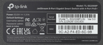 Коммутатор TP-Link JetStream SG2008P (L2) 8x1Гбит/с 4PoE+ 62W управляемый - купить недорого с доставкой в интернет-магазине