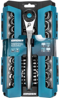 Набор торцевых головок Gross 14144 в комплекте 36 предметов +жесткий кейс - купить недорого с доставкой в интернет-магазине