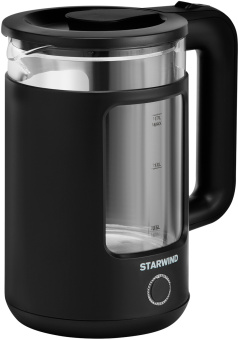 Чайник электрический Starwind SKG1053 1.7л. 1800Вт черный корпус: стекло - купить недорого с доставкой в интернет-магазине