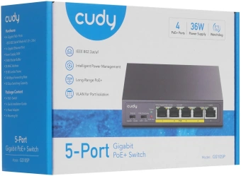 Коммутатор Cudy GS105P (L2) 5x1Гбит/с 4PoE+ управляемый - купить недорого с доставкой в интернет-магазине