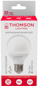 Лампа светодиодная Thomson TH-B2362 4Вт цок.:E27 шар 220B св.свеч.бел.нейт. Globe (упак.:1шт) - купить недорого с доставкой в интернет-магазине