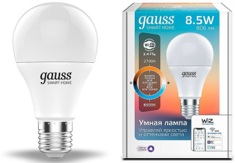 Умная лампа Gauss IoT Smart Home E27 8.5Вт 806lm Wi-Fi (упак.:1шт) (1130112) - купить недорого с доставкой в интернет-магазине