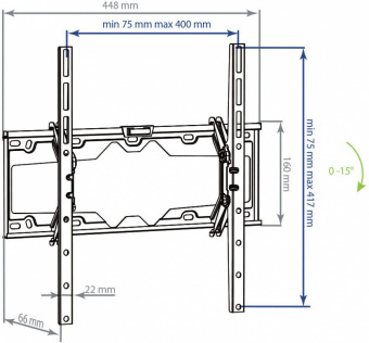 Кронштейн для телевизора Kromax ELEMENT-4 черный 22"-65" макс.50кг настенный наклон - купить недорого с доставкой в интернет-магазине