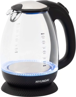 Чайник электрический Hyundai HYK-G3804 1.7л. 2200Вт черный корпус: стекло - купить недорого с доставкой в интернет-магазине
