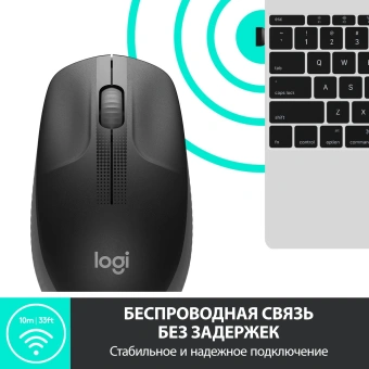Мышь Logitech M190 черный/темно-серый оптическая 1000dpi беспров. USB 2but (910-005905/910-005902) - купить недорого с доставкой в интернет-магазине