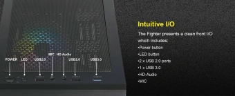 Корпус Azza Fighter черный без БП ATX 4x120mm 2x140mm 2xUSB2.0 1xUSB3.0 audio bott PSU - купить недорого с доставкой в интернет-магазине