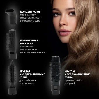 Фен-щетка Polaris PHS 1204i 1200Вт белый - купить недорого с доставкой в интернет-магазине