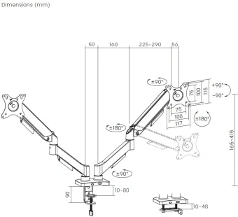 Кронштейн для мониторов Cactus CS-VM-MD-72-BK черный/белый 17"-32" макс.9кг настольный поворот и наклон - купить недорого с доставкой в интернет-магазине