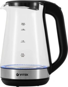 Чайник электрический Vitek VT-1181 1.7л. 2200Вт черный корпус: стекло - купить недорого с доставкой в интернет-магазине
