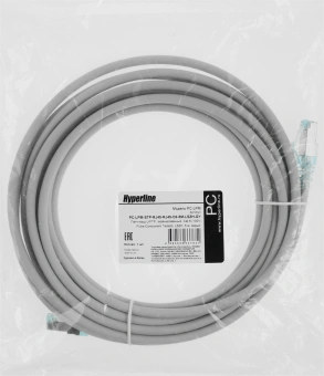 Патч-корд Hyperline PC-LPM-STP-RJ45-RJ45-C6-5M-LSZH-GY U/FTP RJ-45 вил.-вилка RJ-45 кат.6 5м серый LSZH 26AWG - купить недорого с доставкой в интернет-магазине