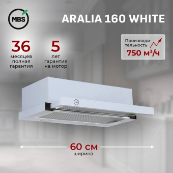Вытяжка встраиваемая MBS Aralia 160 white белый управление: кнопочное (1 мотор) - купить недорого с доставкой в интернет-магазине