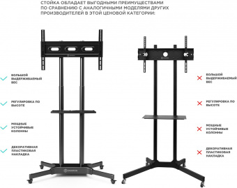 Подставка для телевизора Onkron TS1351 черный 32"-65" макс.50кг напольный мобильный - купить недорого с доставкой в интернет-магазине