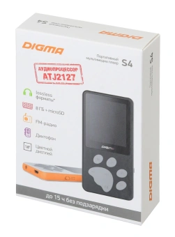 Плеер Hi-Fi Flash Digma S4 8Gb белый/оранжевый/1.8"/FM/microSDHC - купить недорого с доставкой в интернет-магазине