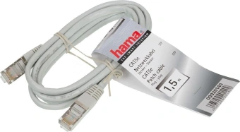Патч-корд Hama H-20140 STP cat.5E 1.5м серый RJ-45 (m)-RJ-45 (m) (00020140) - купить недорого с доставкой в интернет-магазине