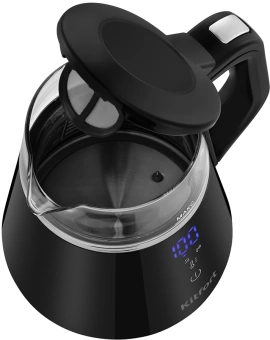 Чайник электрический Kitfort КТ-6696 1л. 1100Вт черный/серебристый корпус: стекло/пластик (KT-6696) - купить недорого с доставкой в интернет-магазине