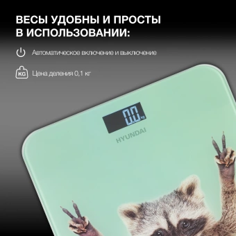 Весы напольные электронные Hyundai H-BS03589 макс.180кг мятный - купить недорого с доставкой в интернет-магазине