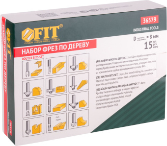 Набор фрез по дер. FIT 36579 d(посад.)=8мм (фрезеры) (упак.:15шт) - купить недорого с доставкой в интернет-магазине