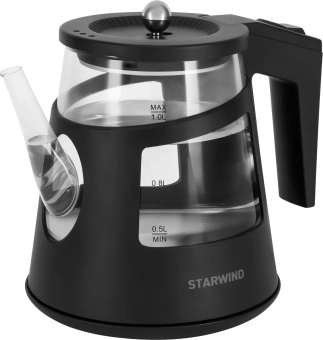 Чайник электрический Starwind SKG2113 1л. 1000Вт черный/прозрачный корпус: стекло - купить недорого с доставкой в интернет-магазине