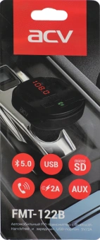Автомобильный FM-модулятор ACV FMT-122B черный MicroSD BT USB (37576) - купить недорого с доставкой в интернет-магазине