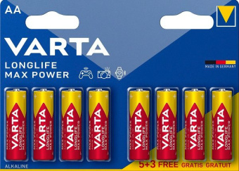 Батарея Varta LongLife Max Power Alkaline LR6 BL5+3 AA (8шт) блистер - купить недорого с доставкой в интернет-магазине