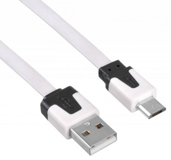 Кабель Buro BHP MICROUSB 1M FLAT USB (m)-micro USB (m) 1м белый плоский - купить недорого с доставкой в интернет-магазине
