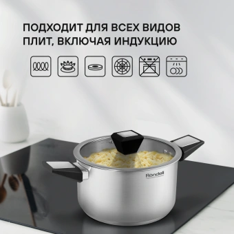 Кастрюля Rondell Blitz RDS-1889 3.2л. d=20см (с крышкой) стальной - купить недорого с доставкой в интернет-магазине