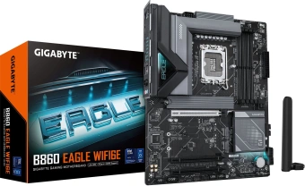Материнская плата Gigabyte B860 EAGLE WIFI6E Soc-1851 Intel B860 4xDDR5 ATX AC`97 8ch(7.1) 2.5Gg RAID+HDMI+DP - купить недорого с доставкой в интернет-магазине