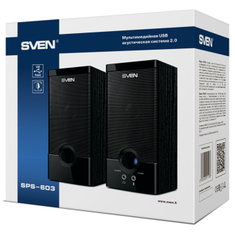 Колонки Sven SPS-603 2.0 черный 6Вт - купить недорого с доставкой в интернет-магазине
