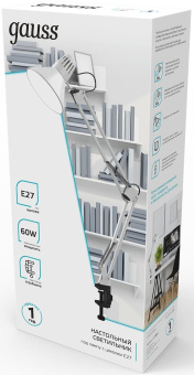 Светильник Gauss GTL001 (GT0011) настольный на струбцине E27 белый 60Вт - купить недорого с доставкой в интернет-магазине