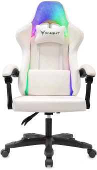 Кресло игровое Knight Wolf RGB белый экокожа/сетка с подголов. крестов. пластик - купить недорого с доставкой в интернет-магазине