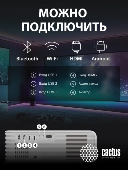 Проектор Cactus CS-PRM.01WT.Full HD-A LCD 19000Lm LS 700Lm ANSI (1920x1080) 2500:1 ресурс лампы:50000часов 2xUSB typeA 2xHDMI 1.8кг - купить недорого с доставкой в интернет-магазине